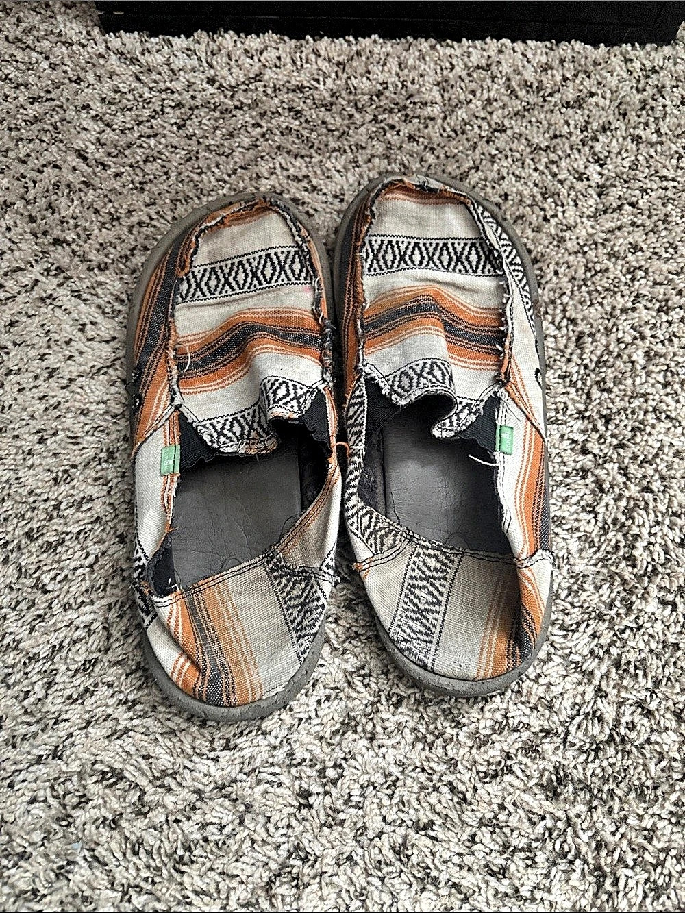 Sanuk Donna Blanket Geometric Slippers in Brown & Orange